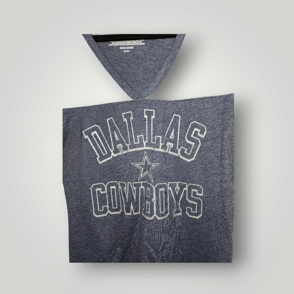 Dallas Cowboys Shirt Women Sz M Blue Short Sleeve T-Shirt V Neck Glitter - Picture 3 of 8